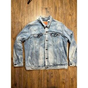 Levis Jacket Mens 2XL Blue Denim Relaxed Light Wash Trucker Jean Button Front